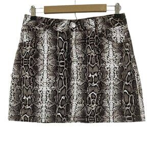 Topshop Moto Womens Size 8 Brown Snake Print Denim Mini Skirt